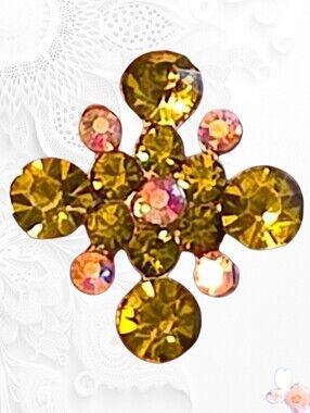 Vintage Peridot Green Crystal Flower Ring Adjustable Sparkle 104